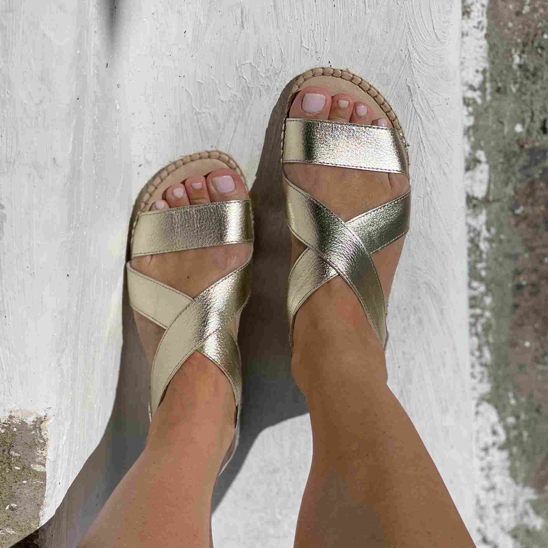 Strand-Espadrille in Champagner