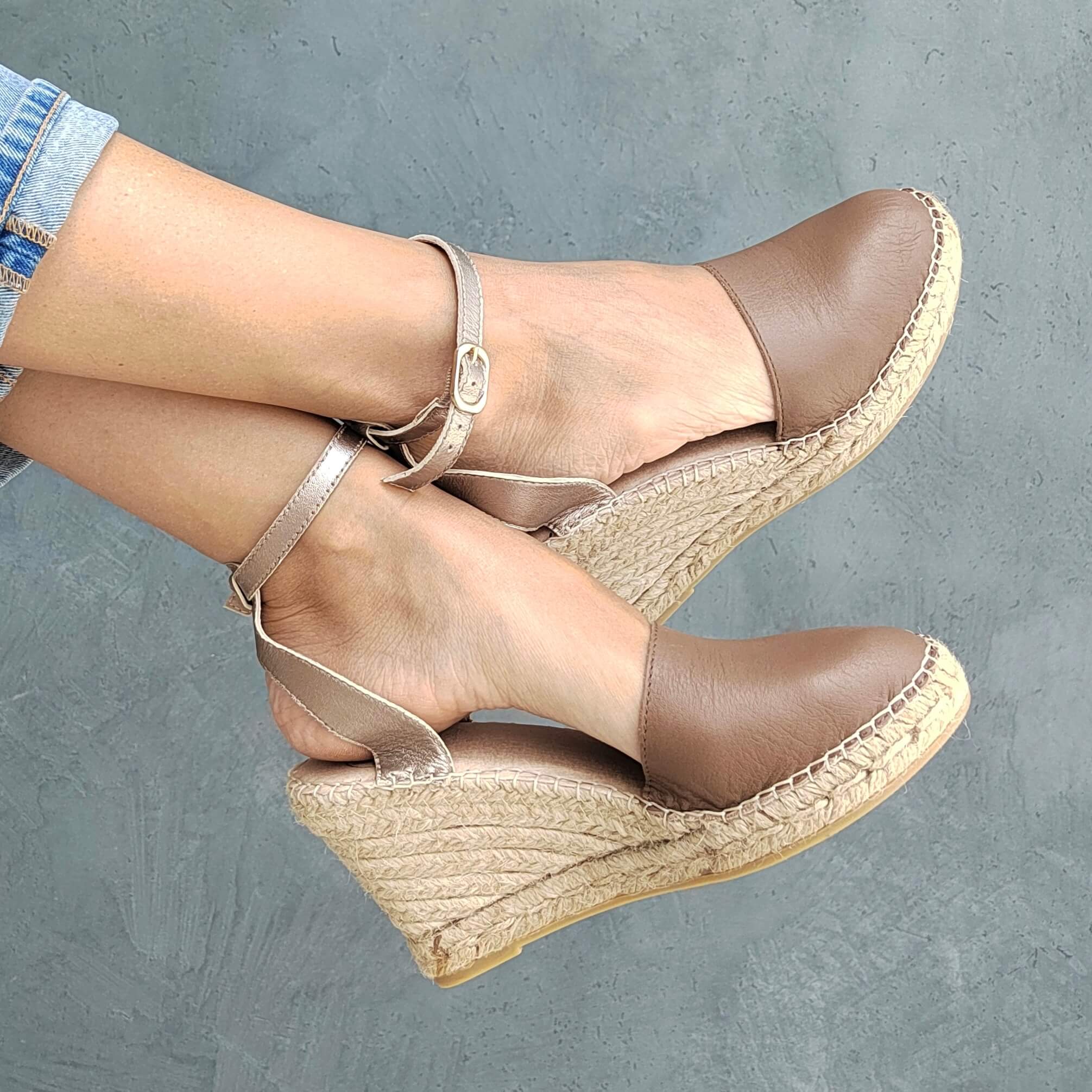 Carla Espadrille-Keilsandalen in Bronzed Mocha
